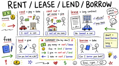 rent, lease, lend, borrow 차이 — 빌리다·빌려주다 영어로 구분하기