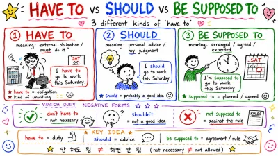 have to vs should vs be supposed to — '해야 한다'의 세 뉘앙스